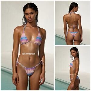 Beach Bunny Lover Triangle Top & Lover Tie Side Thong - Dawn Ombre $240